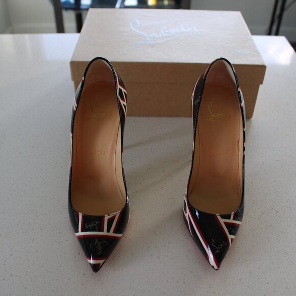 Christian Louboutin Multicolor Ribbon Print Pigaelle Heels - Picture 1 of 3
